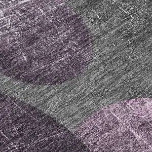 Photo of 8' Runner Gray and Purple Abstract Washable Non Skid Indoor Outdoor Runner Rug