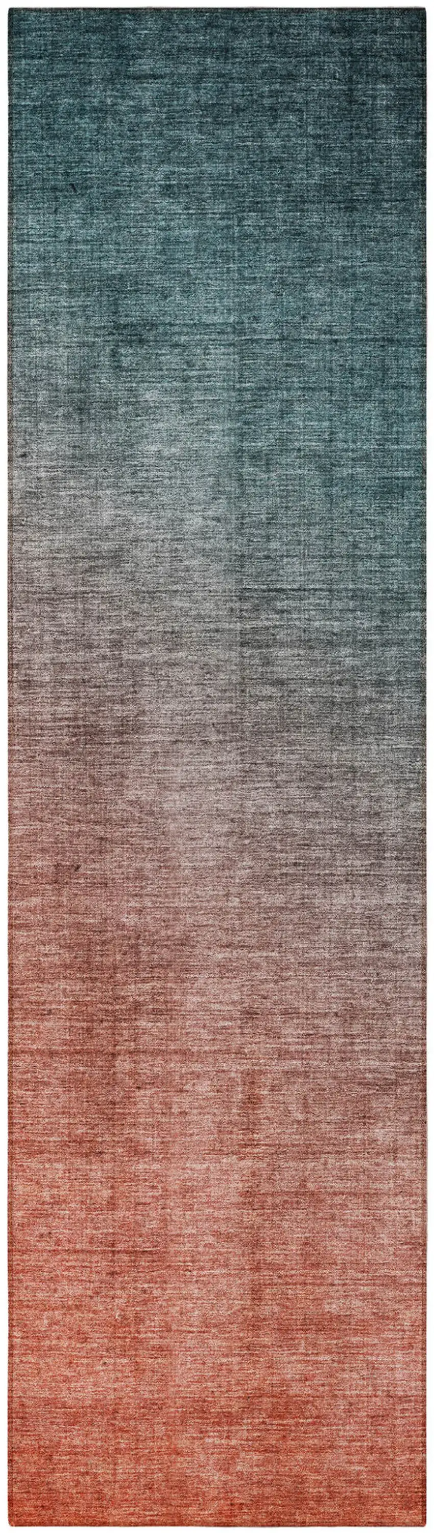 Gray and Red Orange Ombre Washable Non Skid Indoor Outdoor Runner Rug Photo 4