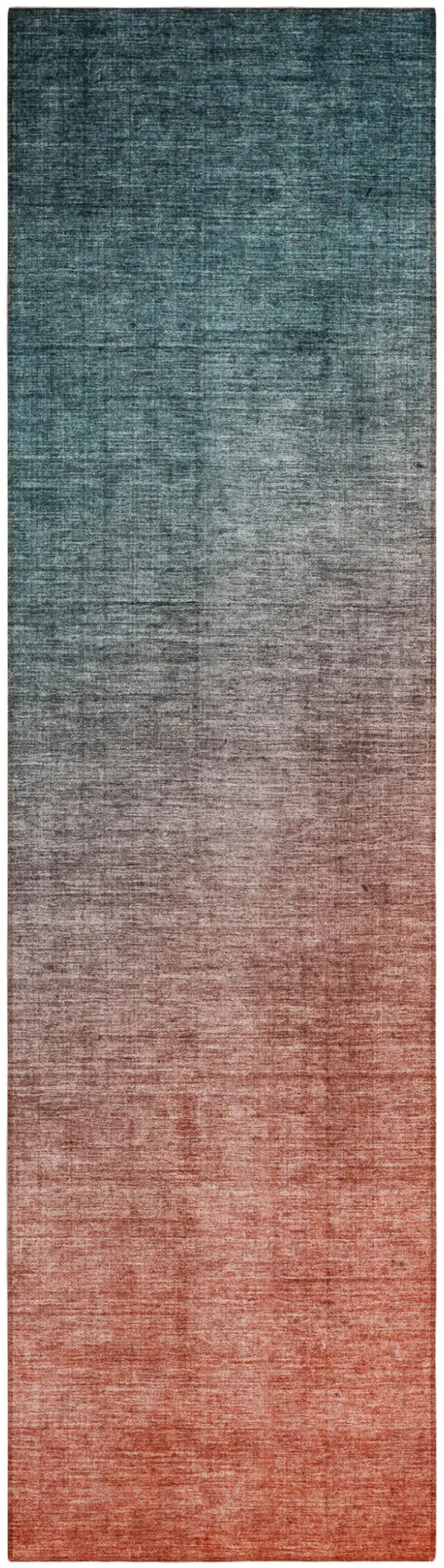 Gray and Red Orange Ombre Washable Non Skid Indoor Outdoor Runner Rug Photo 2