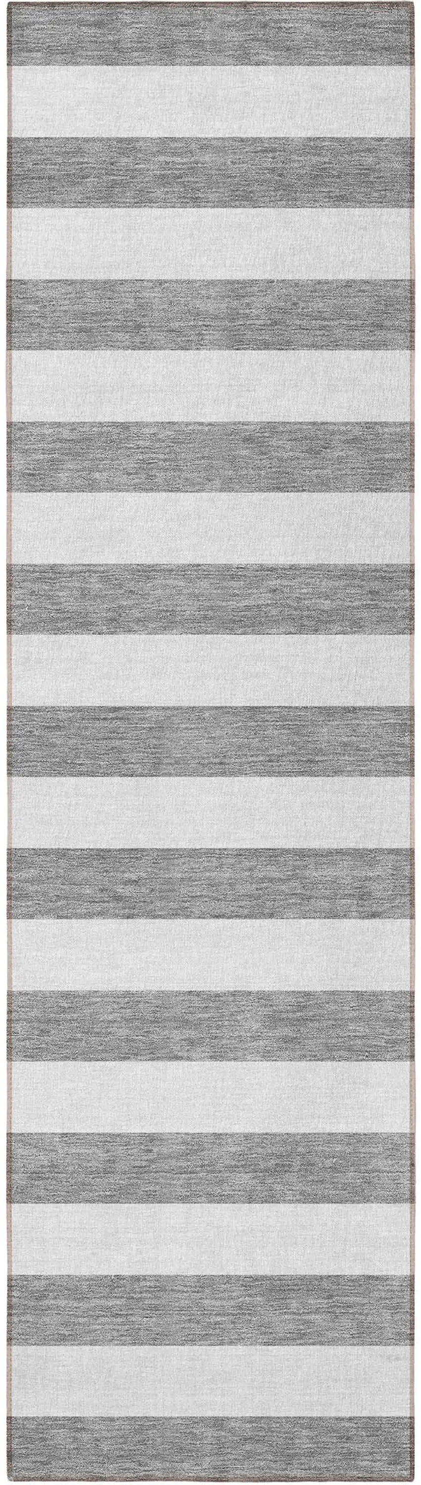 Gray and White Striped Washable Non Skid Indoor Outdoor Runner Rug Photo 5