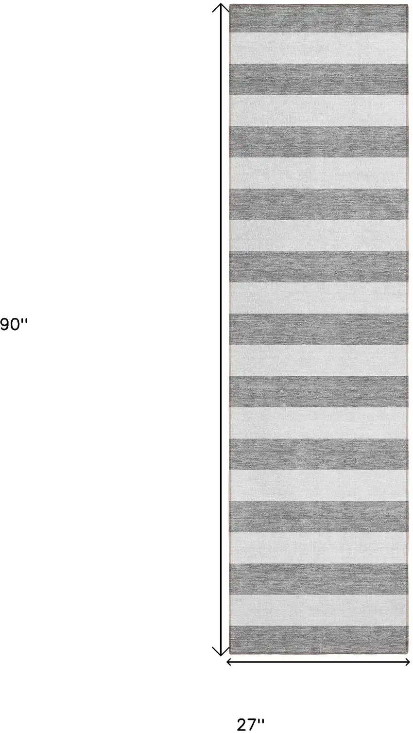 Gray and White Striped Washable Non Skid Indoor Outdoor Runner Rug Photo 3