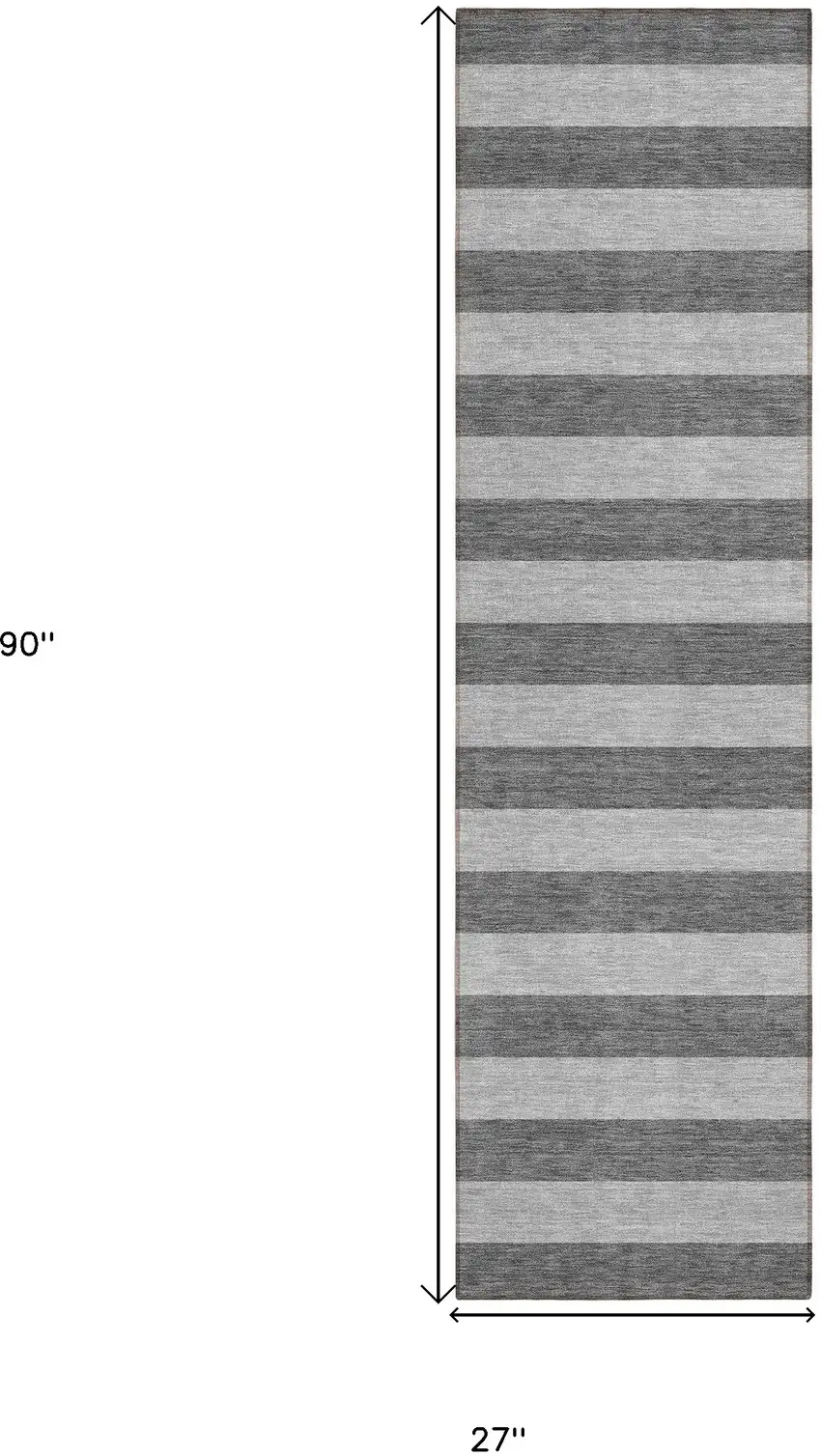 8' Runner Gray and White Striped Washable Non Skid Indoor Outdoor Runner Rug Photo 3