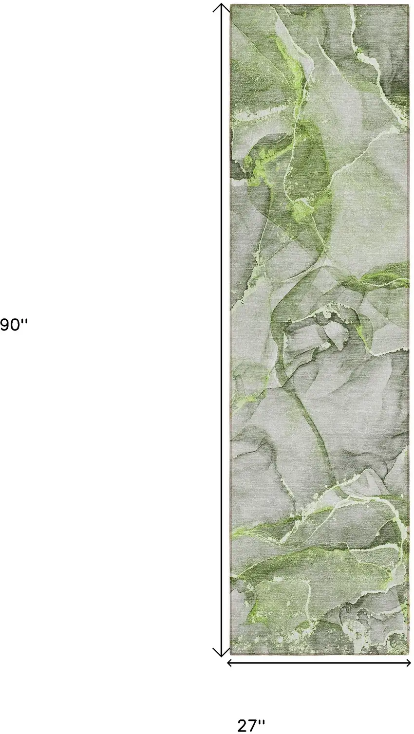 8' Runner Green Abstract Washable Non Skid Indoor Outdoor Runner Rug Photo 3