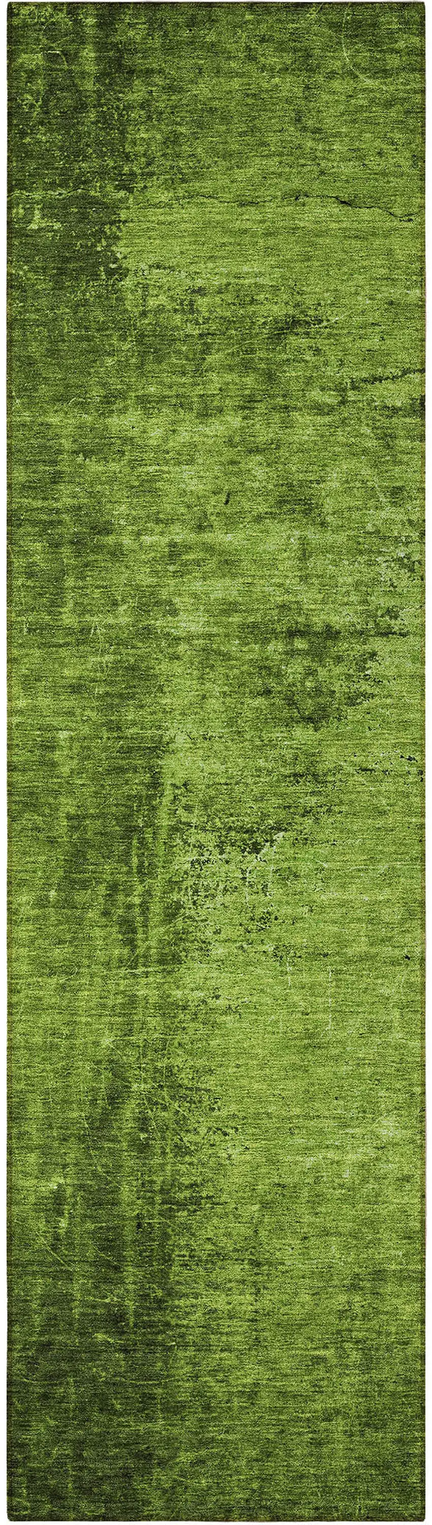 8' Runner Green Abstract Washable Non Skid Indoor Outdoor Runner Rug Photo 5