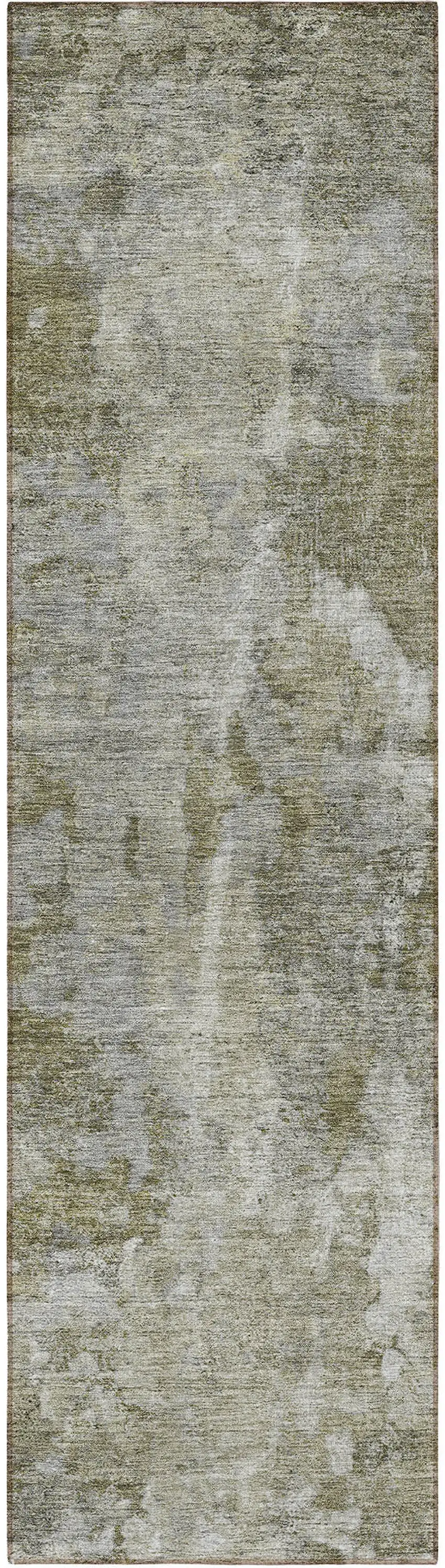 8' Runner Green Abstract Washable Non Skid Indoor Outdoor Runner Rug Photo 5