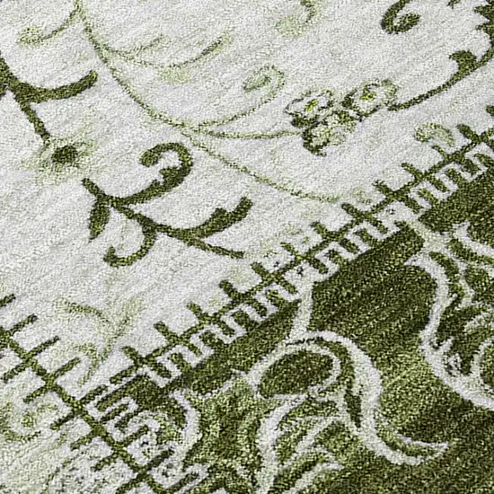 Green Patchwork Washable Non Skid Indoor Outdoor Runner Rug Photo 8
