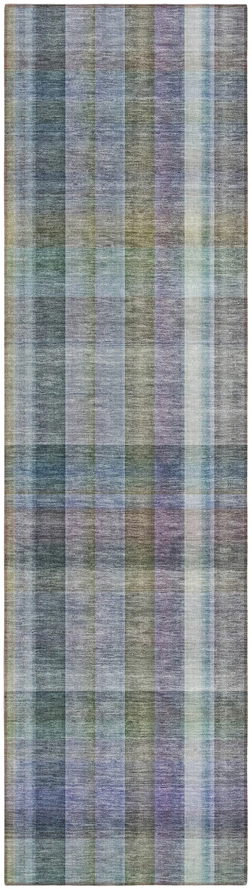 Blue Gray and Green Plaid Washable Non Skid Indoor Outdoor Area Rug Photo 2