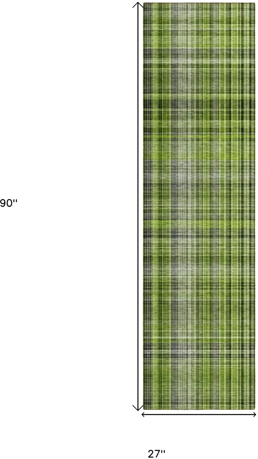 Green Black and Gray Plaid Washable Non Skid Indoor Outdoor Area Rug Photo 3