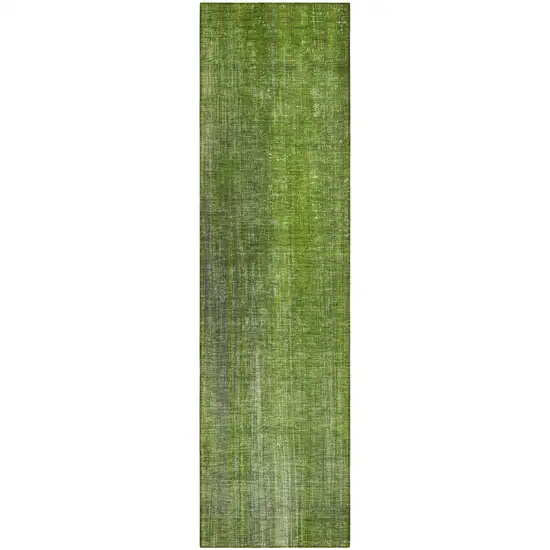 Green Striped Washable Non Skid Indoor Outdoor Runner Rug Photo 2