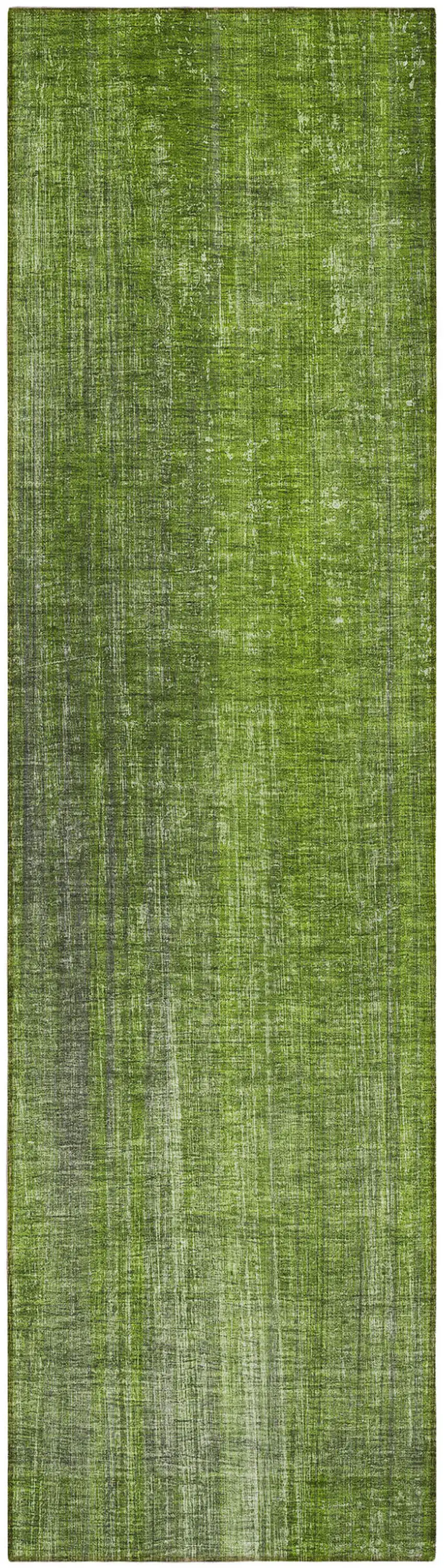 Green Striped Washable Non Skid Indoor Outdoor Runner Rug Photo 2