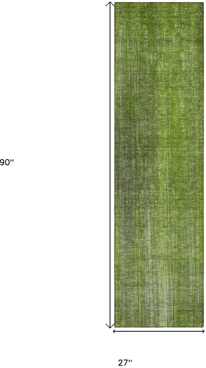 Green Striped Washable Non Skid Indoor Outdoor Runner Rug Photo 3