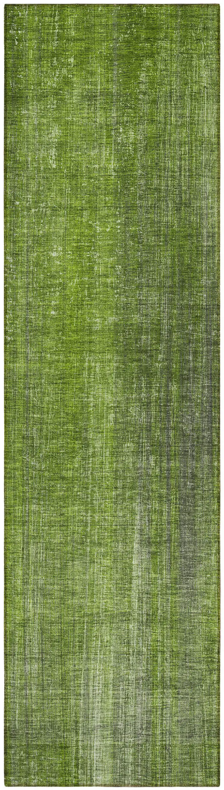 8' Runner Green Striped Washable Non Skid Indoor Outdoor Runner Rug Photo 5