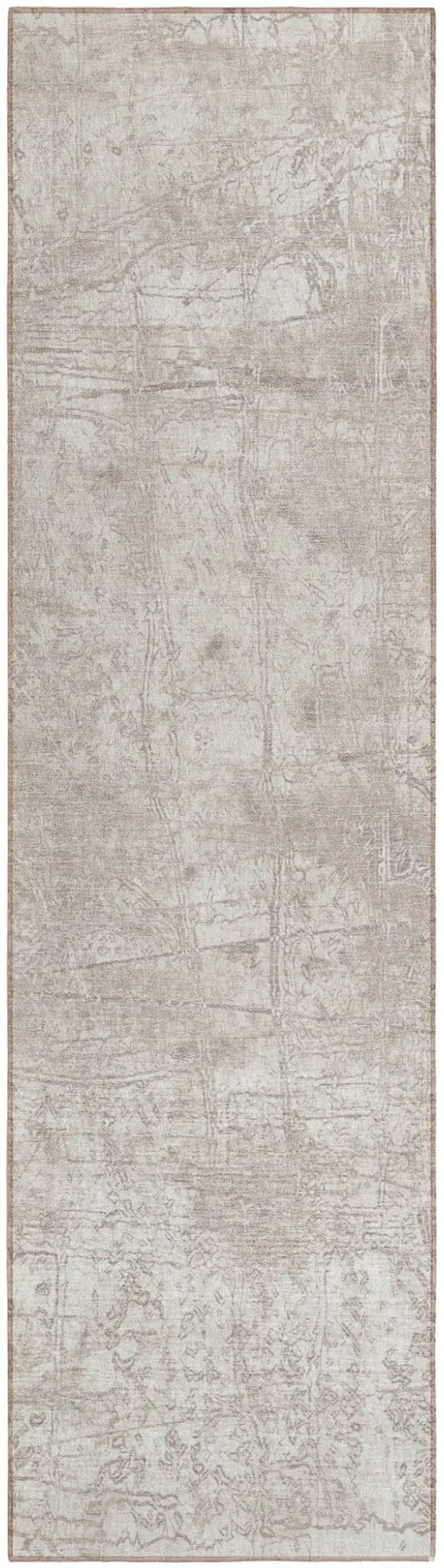 Ivory Abstract Washable Non Skid Indoor Outdoor Runner Rug Photo 2