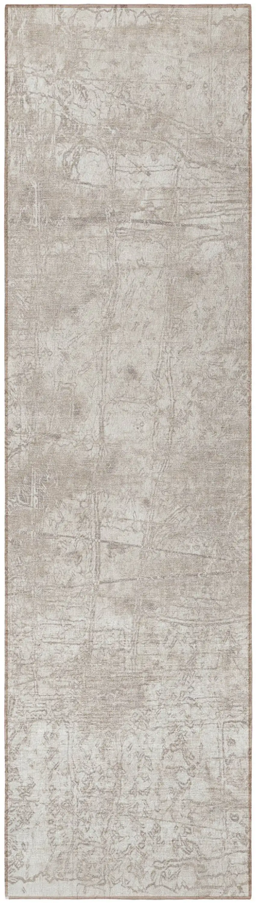 Ivory Abstract Washable Non Skid Indoor Outdoor Runner Rug Photo 5