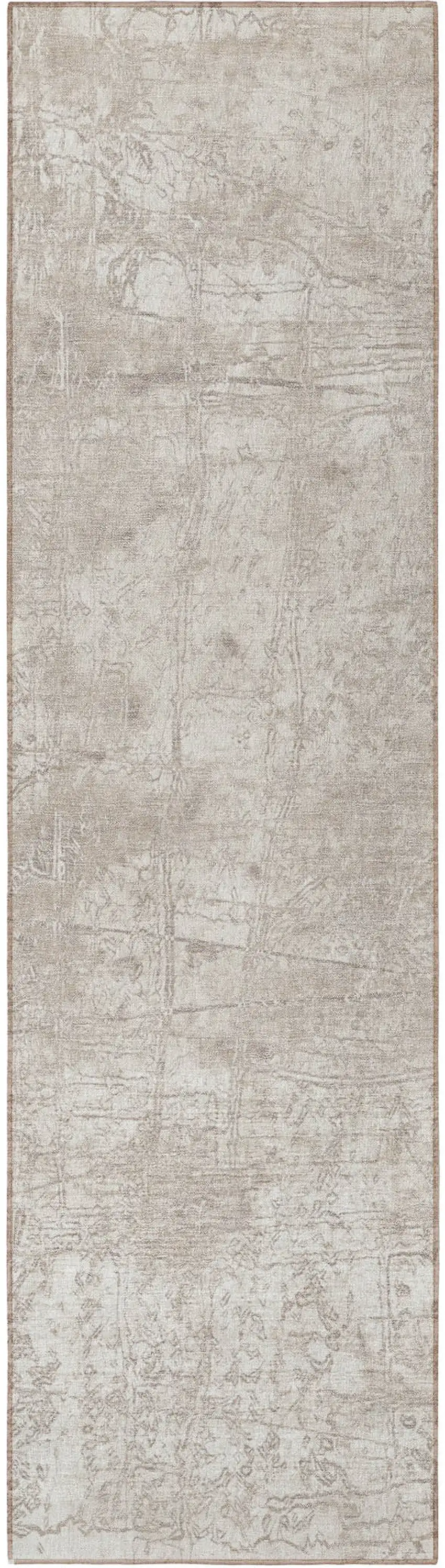Ivory Abstract Washable Non Skid Indoor Outdoor Runner Rug Photo 4