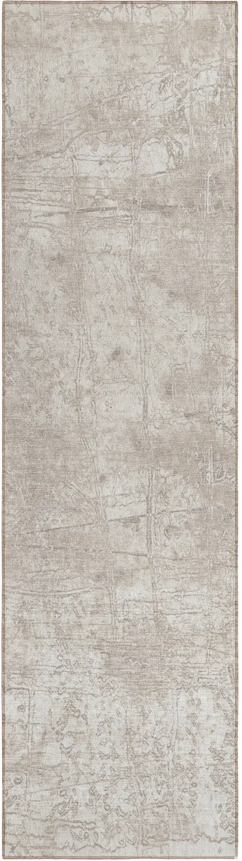 8' Runner Ivory Abstract Washable Non Skid Indoor Outdoor Runner Rug Photo 2