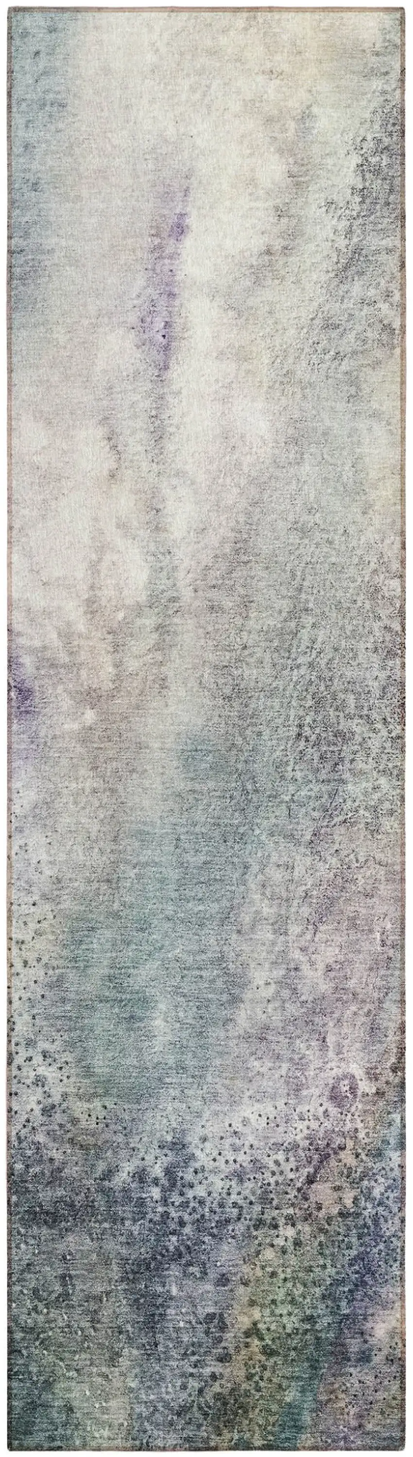 Ivory Abstract Washable Non Skid Indoor Outdoor Runner Rug Photo 2