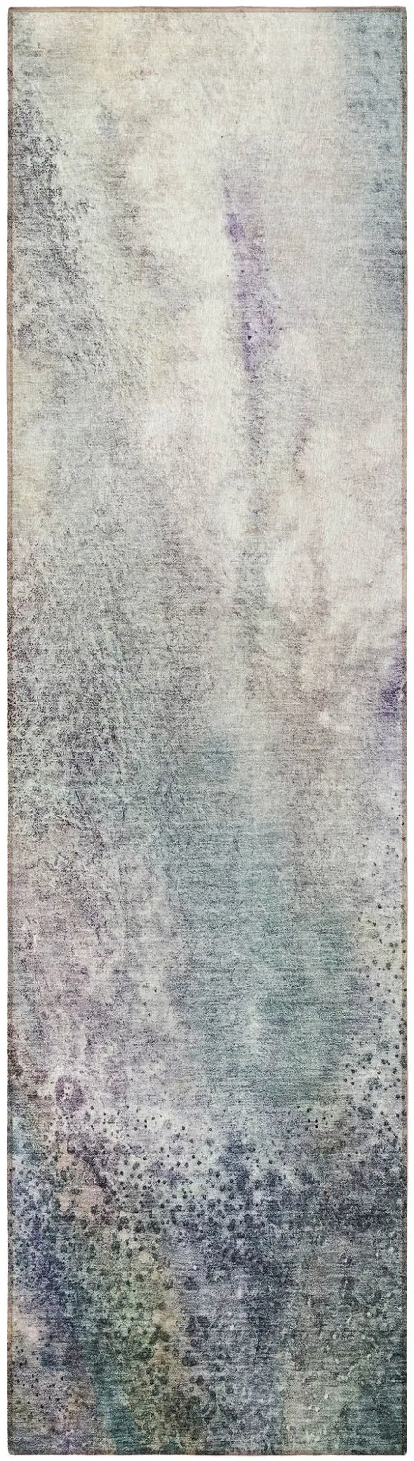 Ivory Abstract Washable Non Skid Indoor Outdoor Runner Rug Photo 5