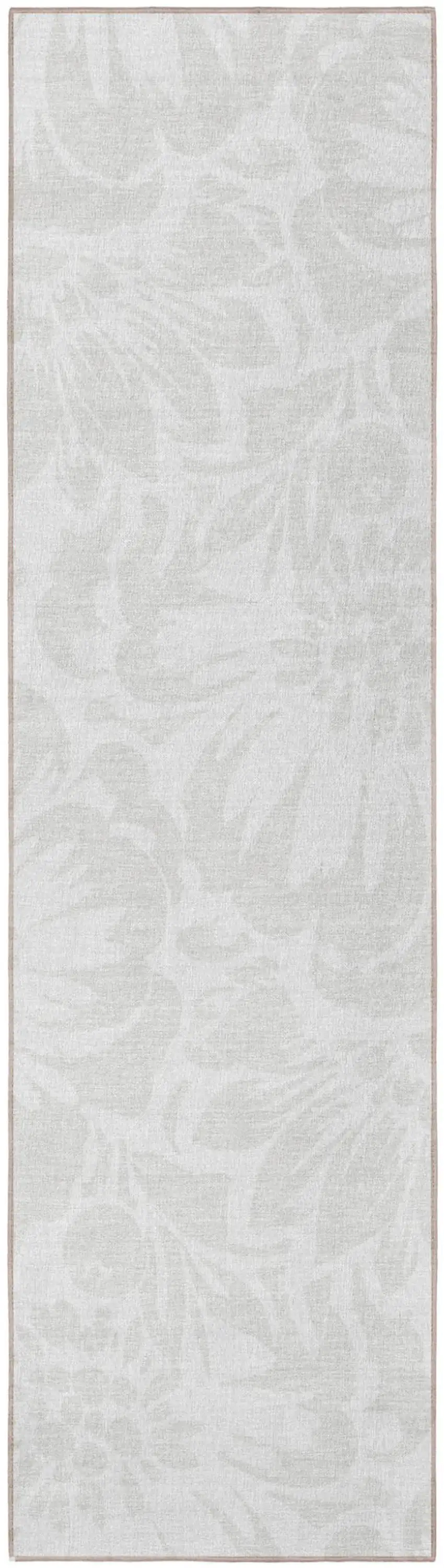 Ivory Floral Washable Non Skid Indoor Outdoor Runner Rug Photo 5