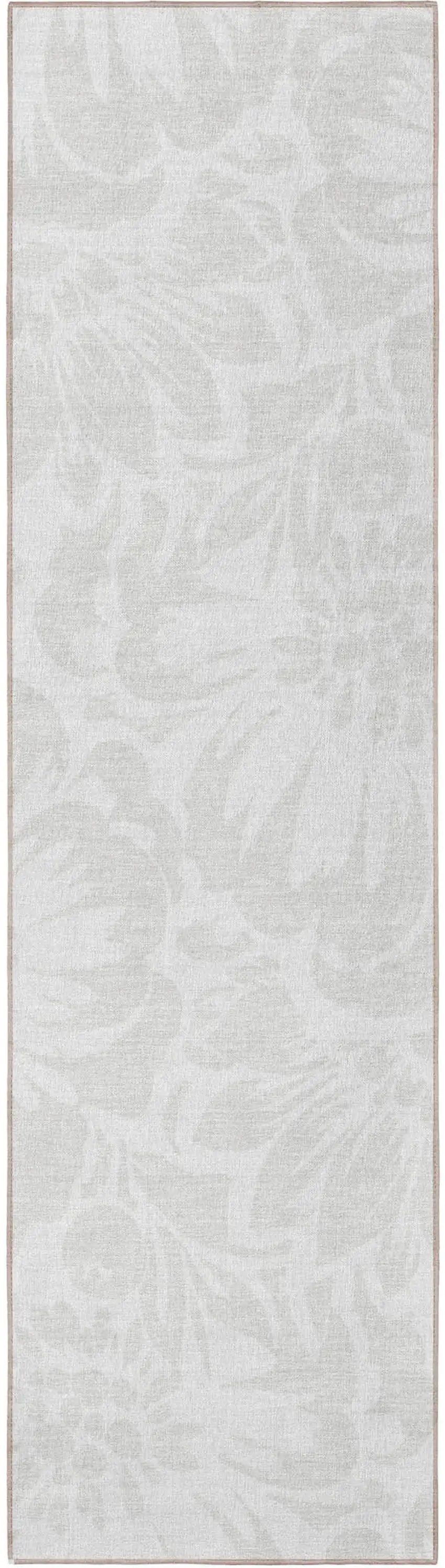 Ivory Floral Washable Non Skid Indoor Outdoor Runner Rug Photo 5