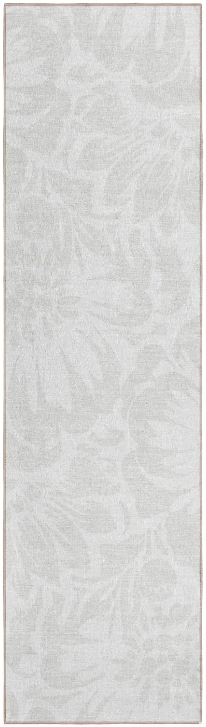 Ivory Floral Washable Non Skid Indoor Outdoor Runner Rug Photo 2
