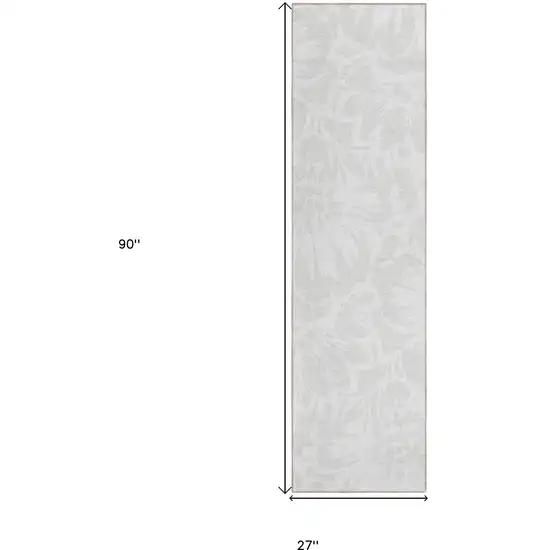 Ivory Floral Washable Non Skid Indoor Outdoor Runner Rug Photo 3