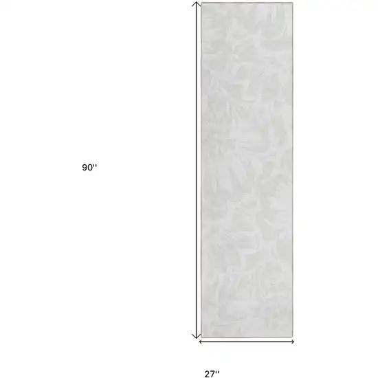 Ivory Floral Washable Non Skid Indoor Outdoor Runner Rug Photo 3