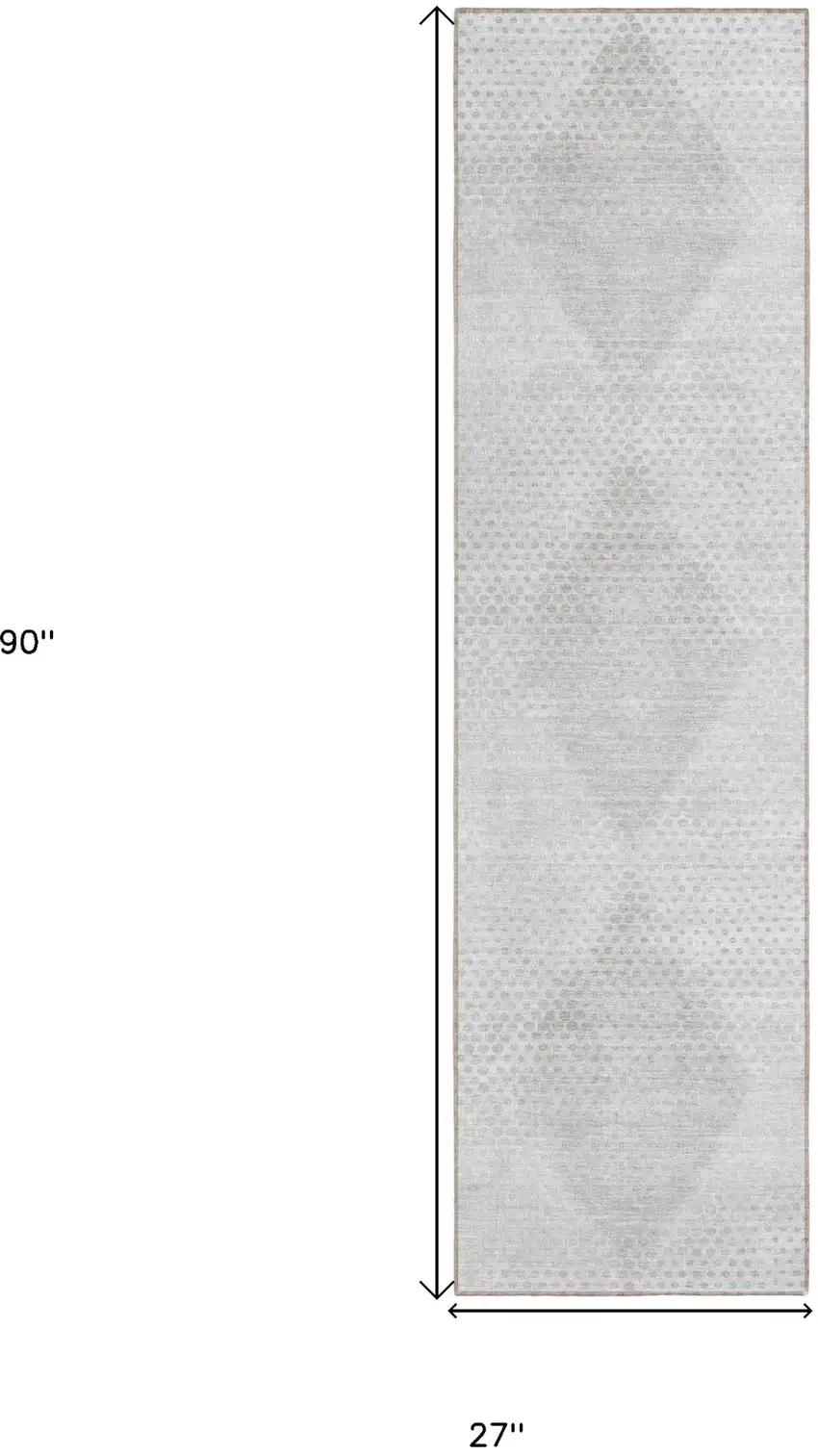 8' Runner Ivory Geometric Washable Non Skid Indoor Outdoor Runner Rug Photo 3