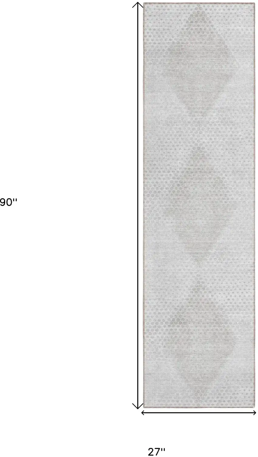 8' Runner Ivory Geometric Washable Non Skid Indoor Outdoor Runner Rug Photo 3