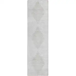 Photo of 8' Runner Ivory Geometric Washable Non Skid Indoor Outdoor Runner Rug