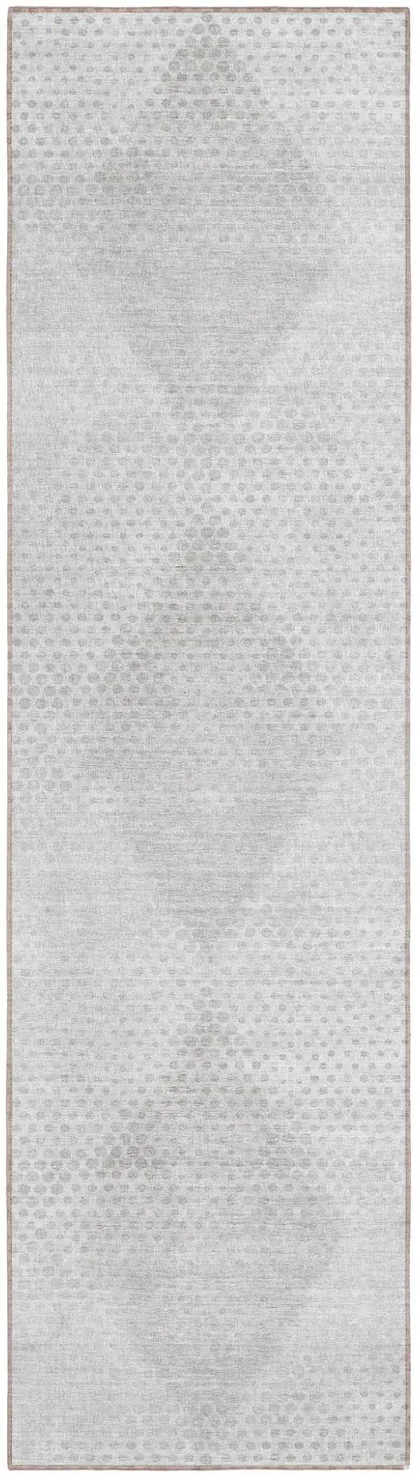 8' Runner Ivory Geometric Washable Non Skid Indoor Outdoor Runner Rug Photo 2