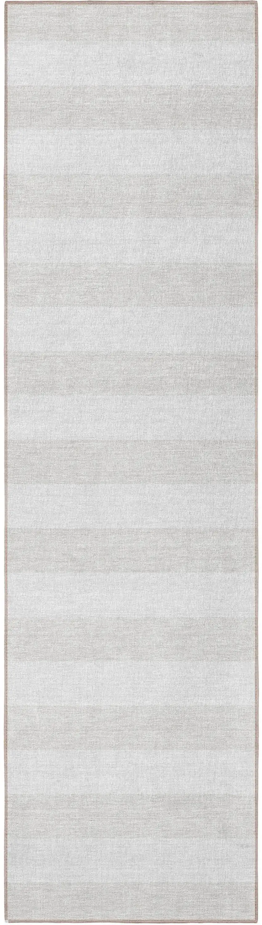 8' Runner Ivory Striped Washable Non Skid Indoor Outdoor Runner Rug Photo 2