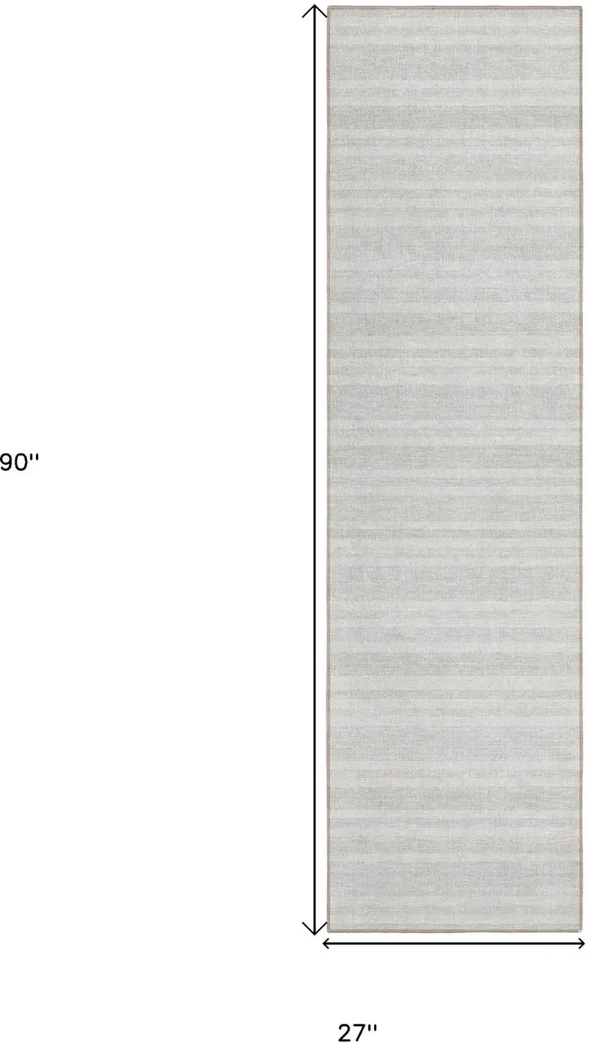 Ivory Striped Washable Indoor Outdoor Runner Rug Photo 3