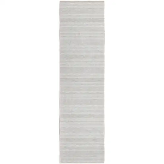 Ivory Striped Washable Indoor Outdoor Runner Rug Photo 2