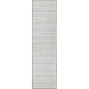 Photo of 8' Runner Ivory Striped Washable Non Skid Indoor Outdoor Runner Rug