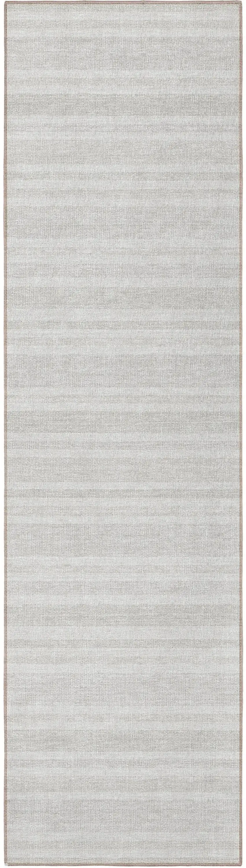 8' Runner Ivory Striped Washable Non Skid Indoor Outdoor Runner Rug Photo 3