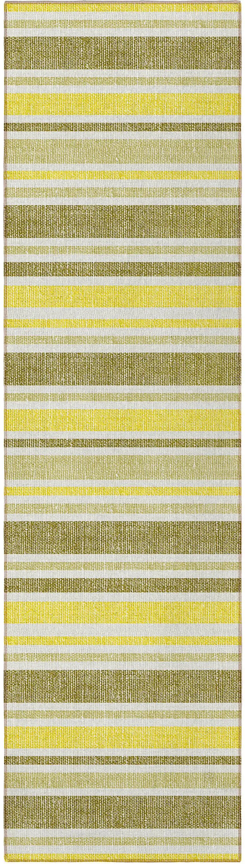 8' Runner Khaki Striped Washable Non Skid Indoor Outdoor Runner Rug Photo 2