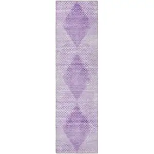 Photo of 8' Runner Lavender Geometric Washable Non Skid Indoor Outdoor Runner Rug
