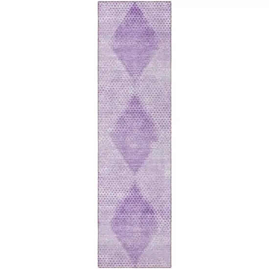 Lavender Geometric Washable Non Skid Indoor Outdoor Runner Rug Photo 5