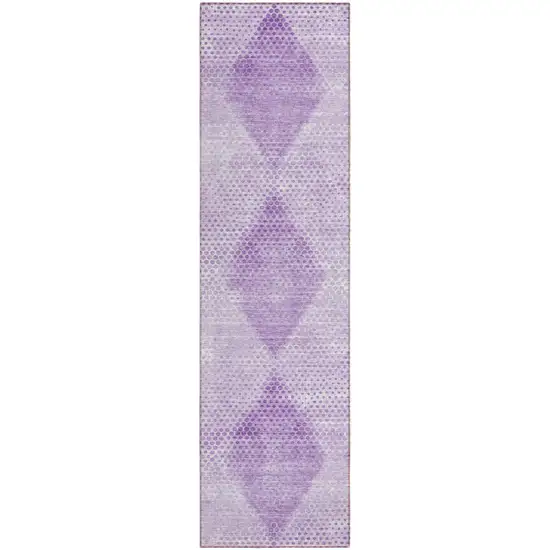 Lavender Geometric Washable Non Skid Indoor Outdoor Runner Rug Photo 2