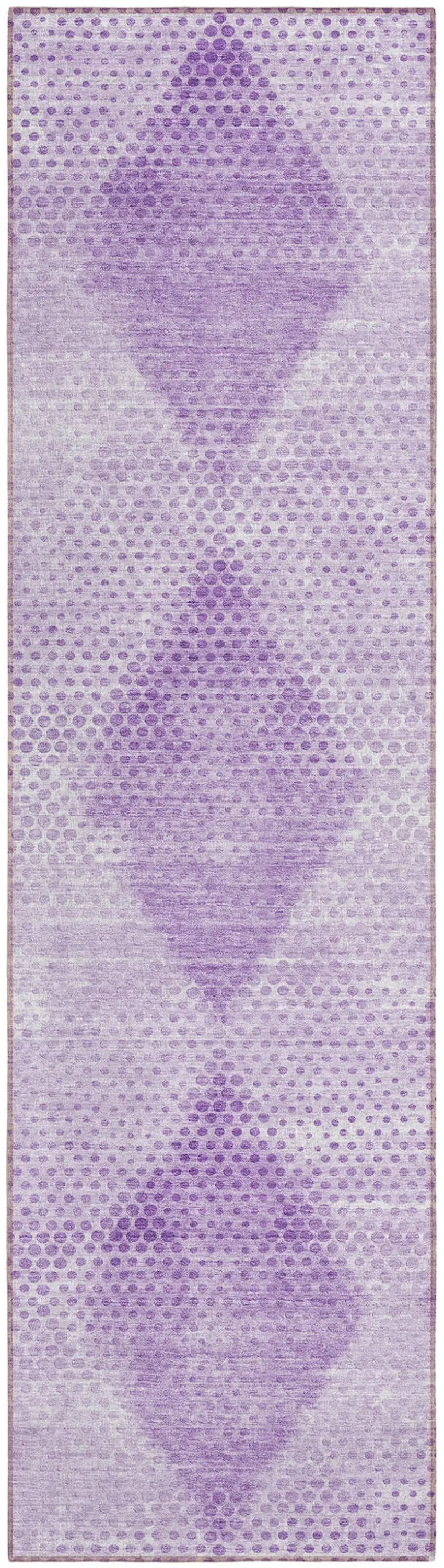 Lavender Geometric Washable Non Skid Indoor Outdoor Runner Rug Photo 2