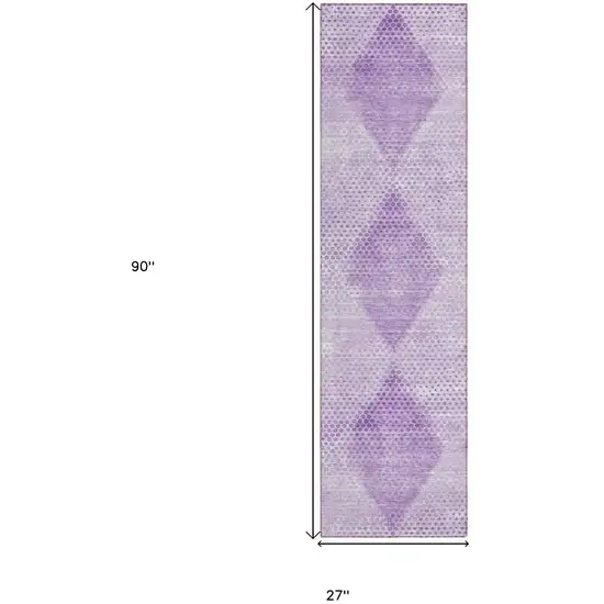 8' Runner Lavender Geometric Washable Non Skid Indoor Outdoor Runner Rug Photo 3