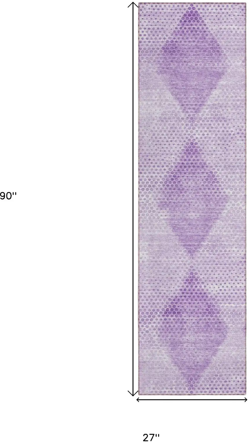 8' Runner Lavender Geometric Washable Non Skid Indoor Outdoor Runner Rug Photo 3