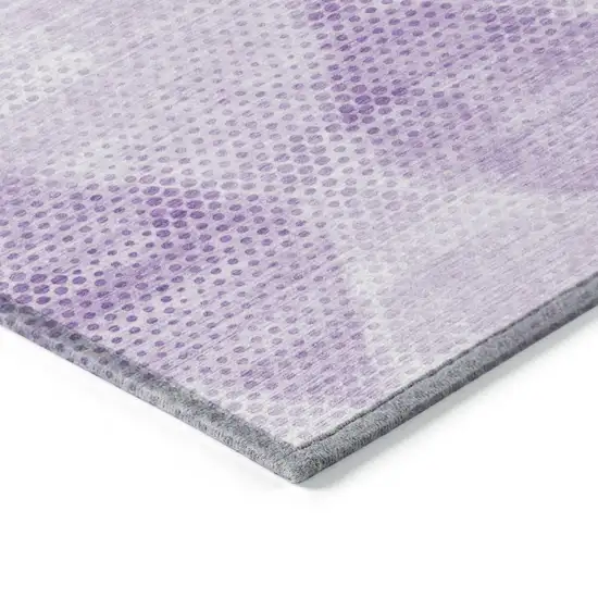 Lavender Geometric Washable Non Skid Indoor Outdoor Runner Rug Photo 7