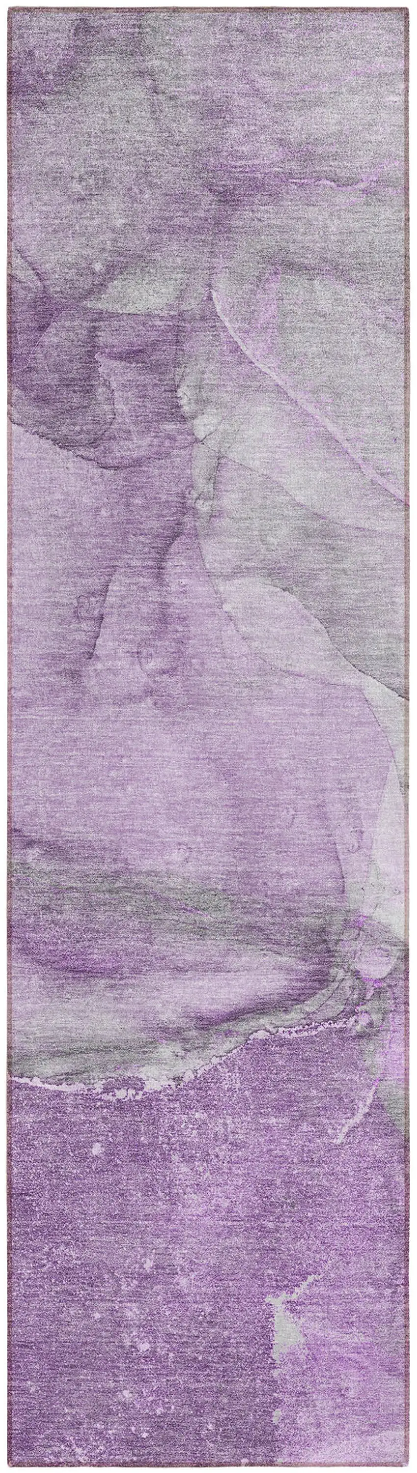 Lilac Abstract Washable Non Skid Indoor Outdoor Runner Rug Photo 2
