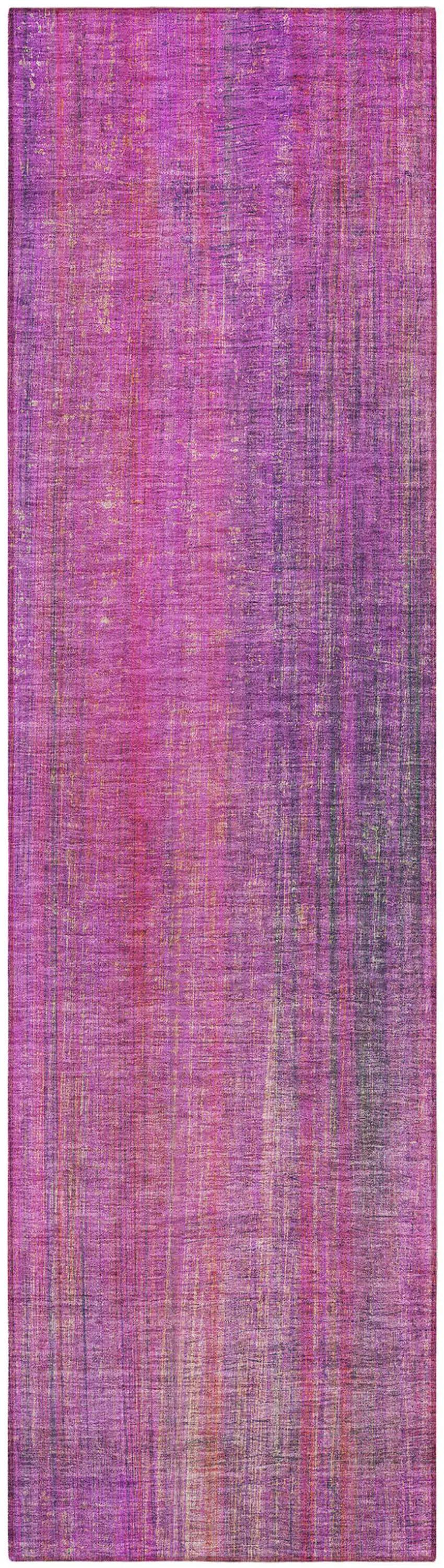 Lilac Striped Washable Non Skid Indoor Outdoor Runner Rug Photo 5