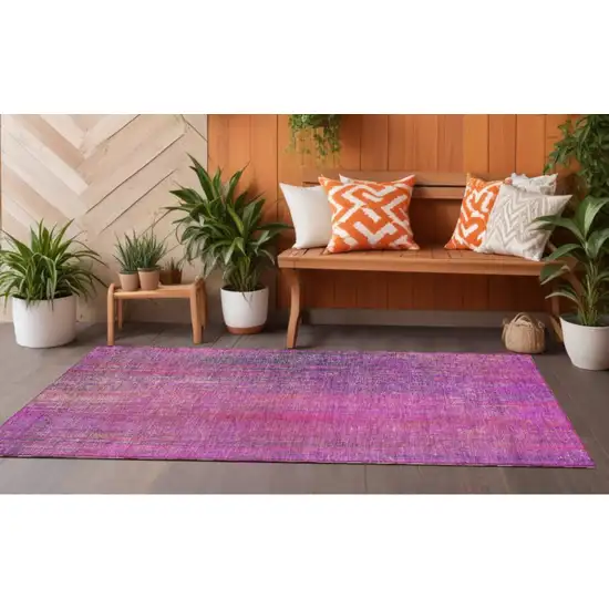 Lilac Striped Washable Non Skid Indoor Outdoor Runner Rug Photo 1