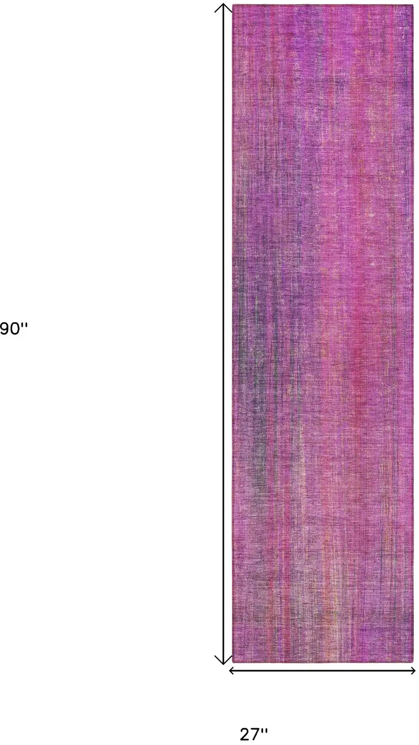 Lilac Striped Washable Non Skid Indoor Outdoor Runner Rug Photo 3