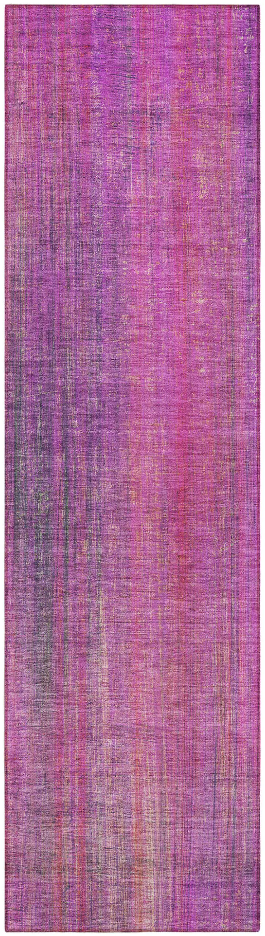 Lilac Striped Washable Non Skid Indoor Outdoor Runner Rug Photo 2