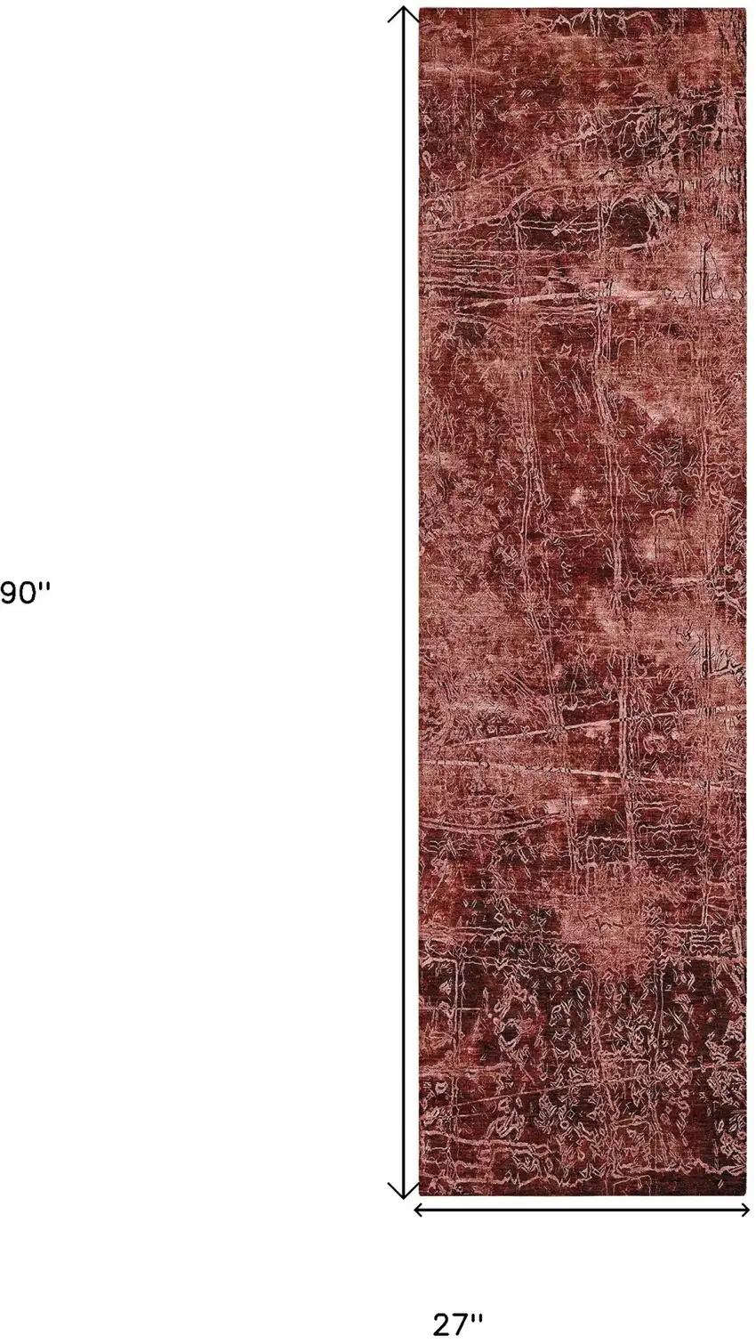 Merlot Abstract Washable Non Skid Indoor Outdoor Runner Rug Photo 3